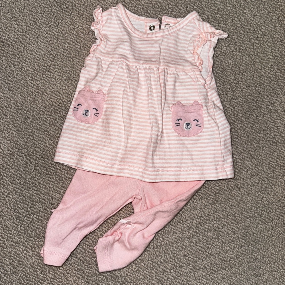 Carter’s 3M Pink Baby Outfit with cat pockets